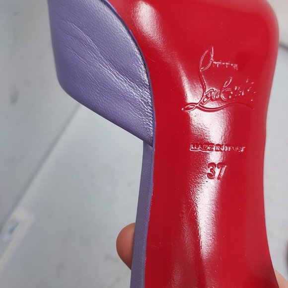 CHRISTIAN LOUBOUTIN Me Dolly Metallic Leather Lilac Smoke Heel Mule Sandal - Picture 10 of 10